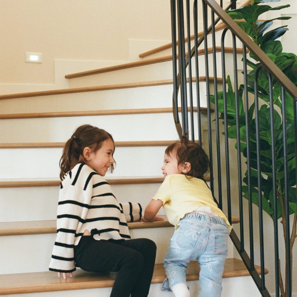 Kids playing on the staircase