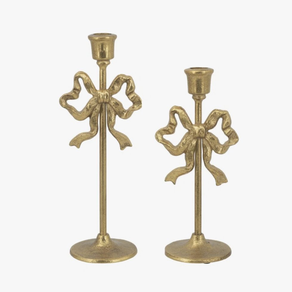 Bow Candlestick Holders Holiday Decor